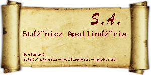 Stánicz Apollinária névjegykártya
